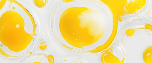 Bright White and Yellow Soap Bubbles in Abstract Paint Design Background