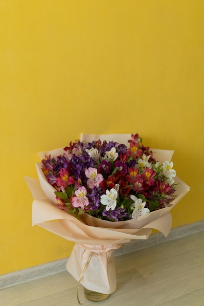 Bright wildflowers at home in a vase