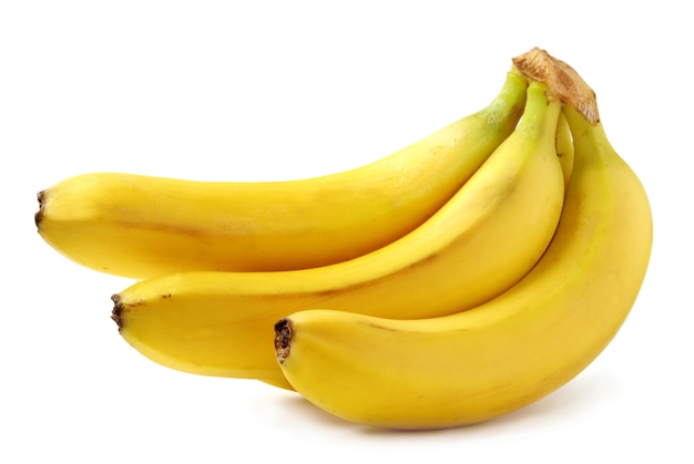 Bright yellow bananas on white 