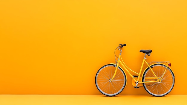 Photo a bright yellow bicycle in front of a yellow wall