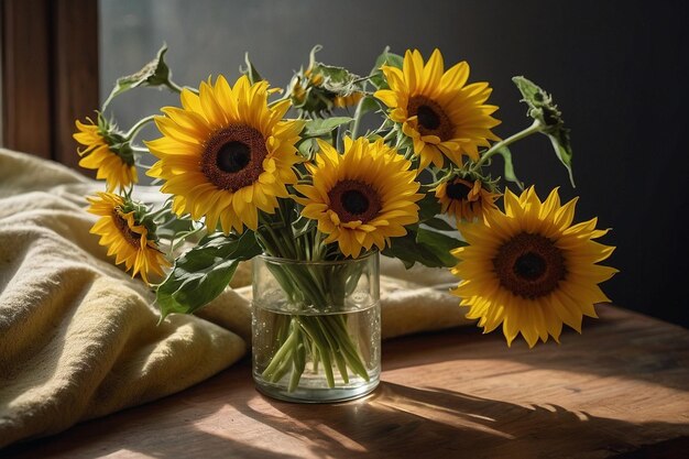 Bright yellow bouquet with sunflowers