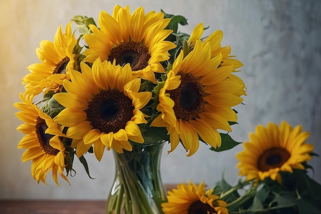 Bright yellow bouquet with sunflowers