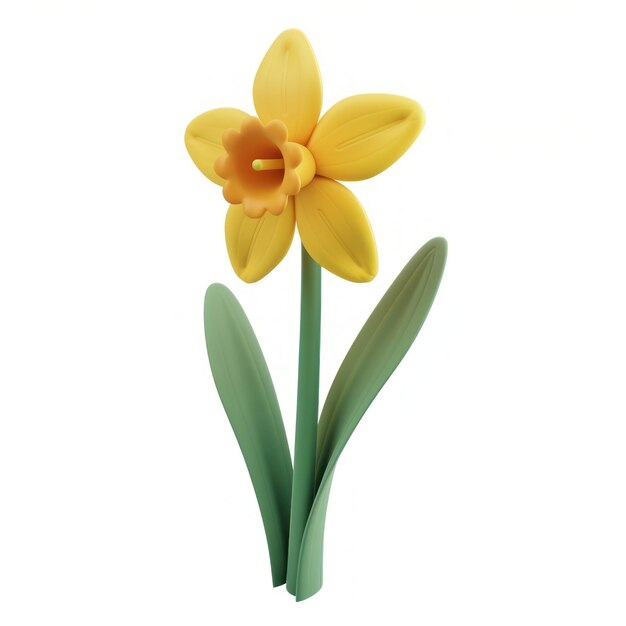 Photo bright yellow daffodil illustration