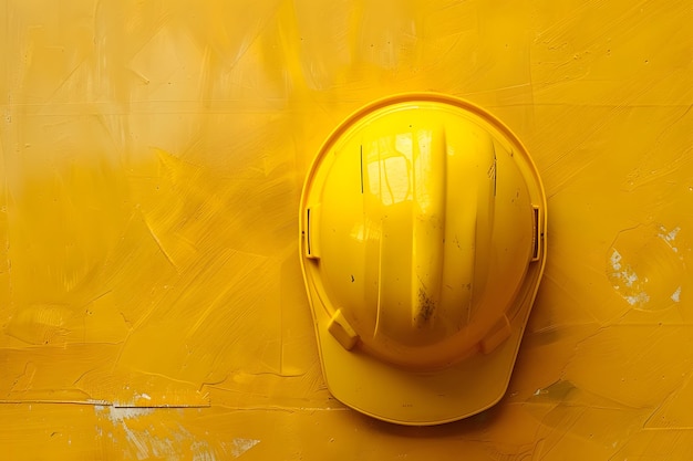 Bright Yellow Hard Hat Against a Vibrant Yellow Background