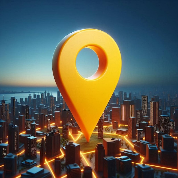 Bright Yellow Location Pin Icon