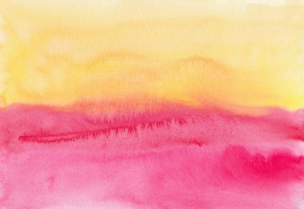 Bright yellow and pink watercolor background texture hand painted Stains on paper