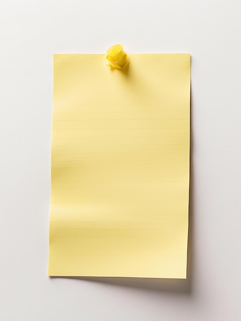 Bright yellow sticky note on plain white surface