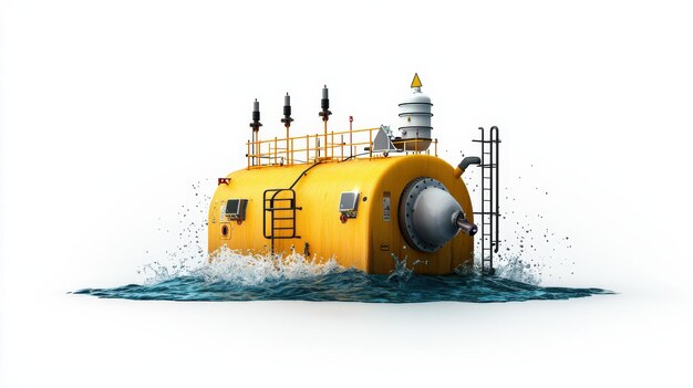 Photo a bright yellow submersible vessel navigating through ocean waters showcasing advanced underwater ex