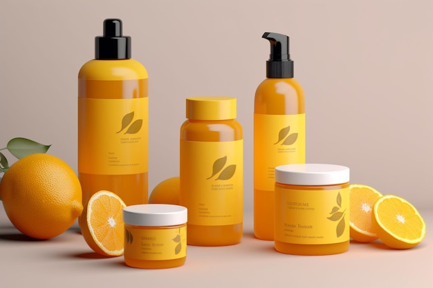 Bright and Zesty Citrus Cosmetic Packaging Mockup