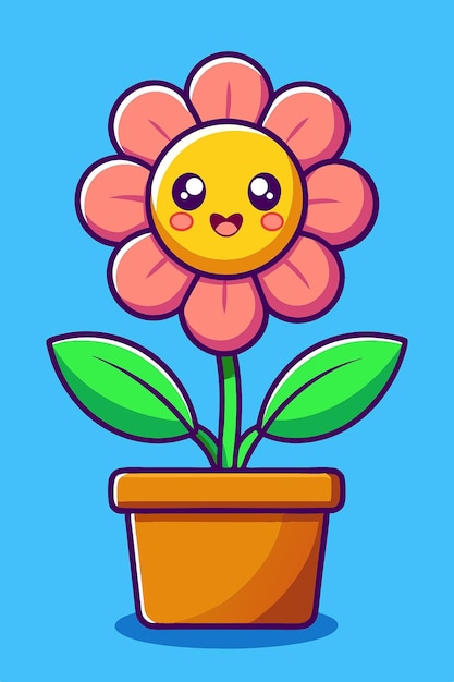 Photo brighten your designs with our cute flower in a pot cartoon vector icon