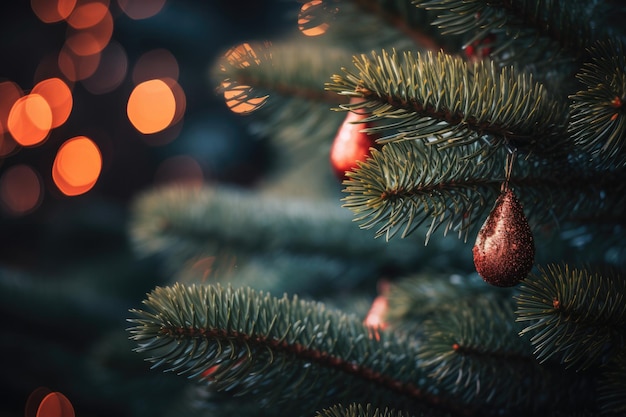 Brightly Christmas tree close up