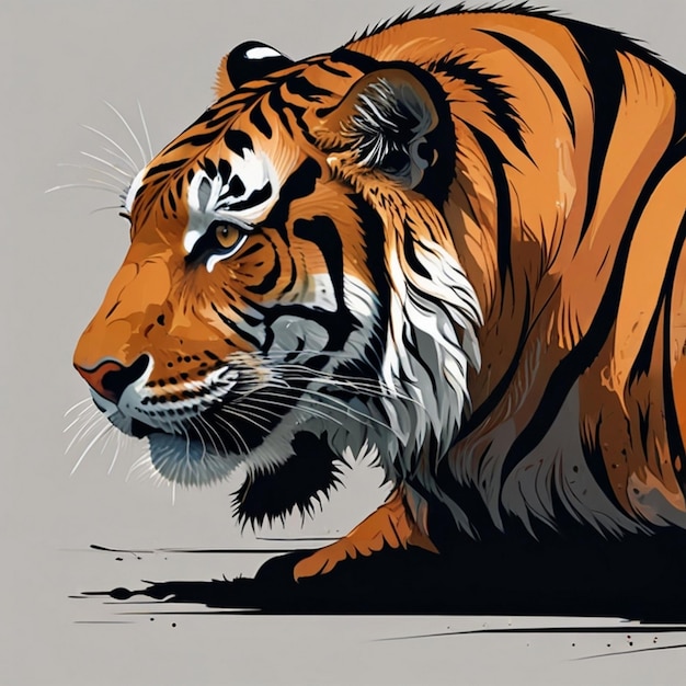 Brightly colored abstract tiger walking