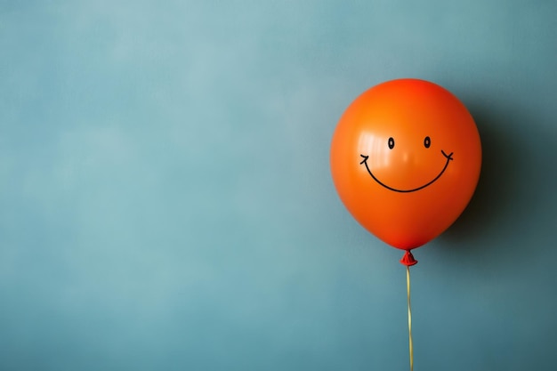 Brightly colored balloon with a cheerful smile adding joy to a pastel background