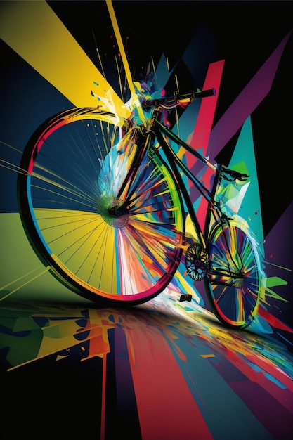 Brightly colored bicycle with a bright background and light generative ai