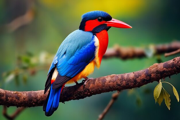 Brightly colored bird sitting on a branch with blurred background Ai Photo Midjourney