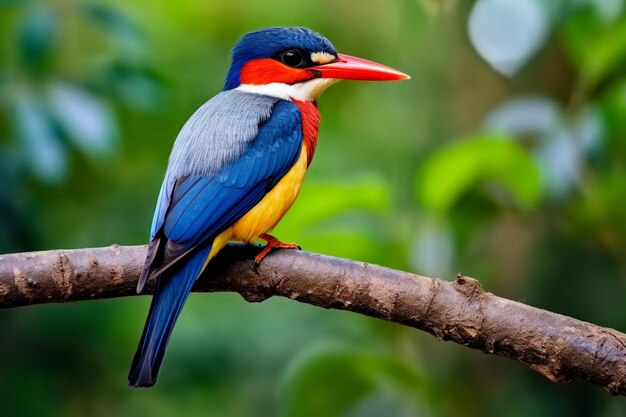 Brightly colored bird sitting on a branch with blurred background Ai Photo Midjourney