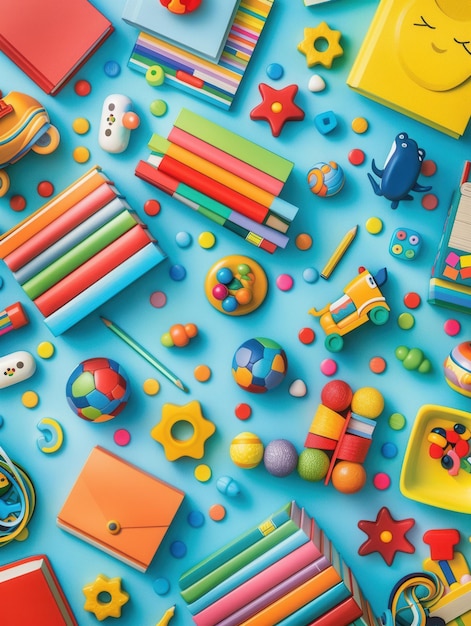 Brightly colored books toys and learning materials create a stimulating environment for children in an educational center or bookstore Generative AI