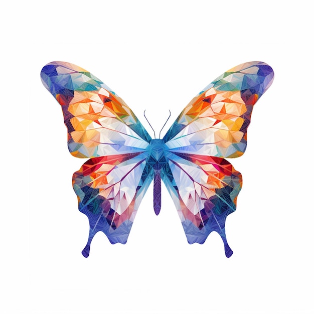 Brightly colored butterfly with a white background generative ai