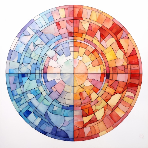 a brightly colored circular painting with a white background generative ai