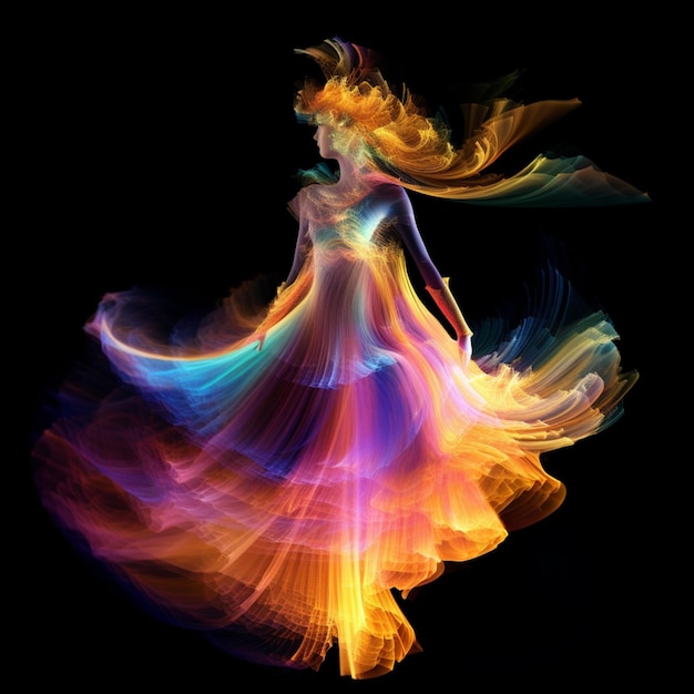 A brightly colored dress blowing in the wind generative ai