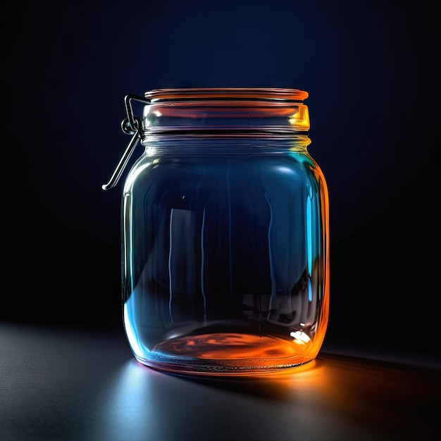 Brightly Colored Empty Glass Jar with Soft Lighting