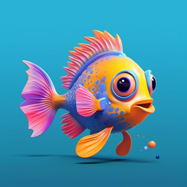 Brightly colored fish with big eyes and a colorful tail generative ai