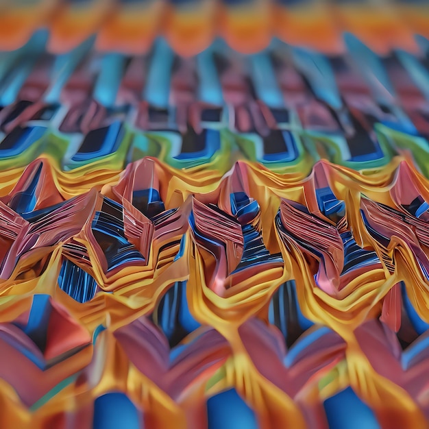 Photo brightly colored folded paper pieces are arranged in a pattern