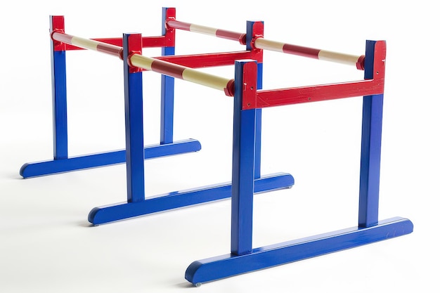 Photo brightly colored gymnastics training equipment set in a gymnasium for skill development