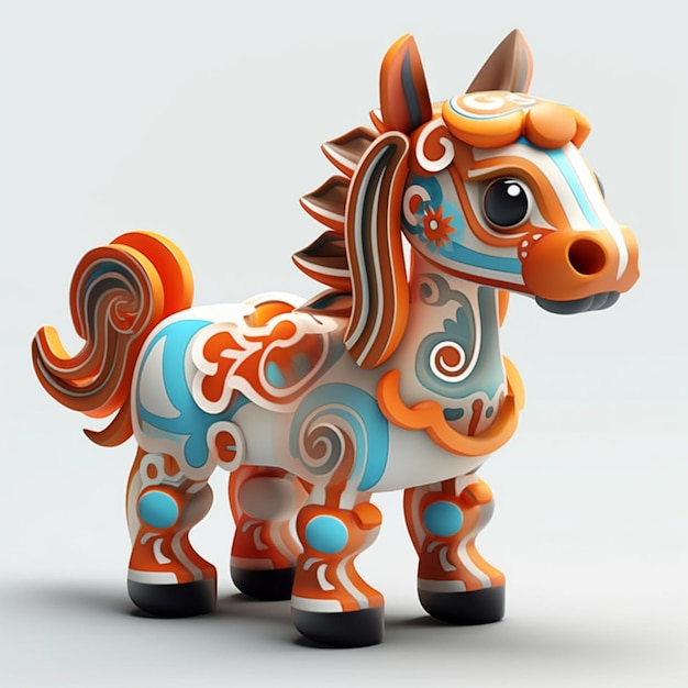 Brightly colored horse with a long mane and a long tail generative ai