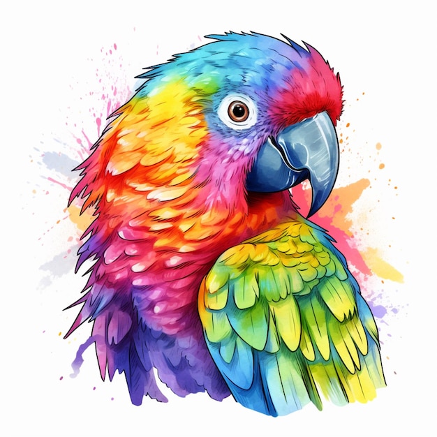 Brightly colored parrot with a bright beak and a bright red beak generative ai