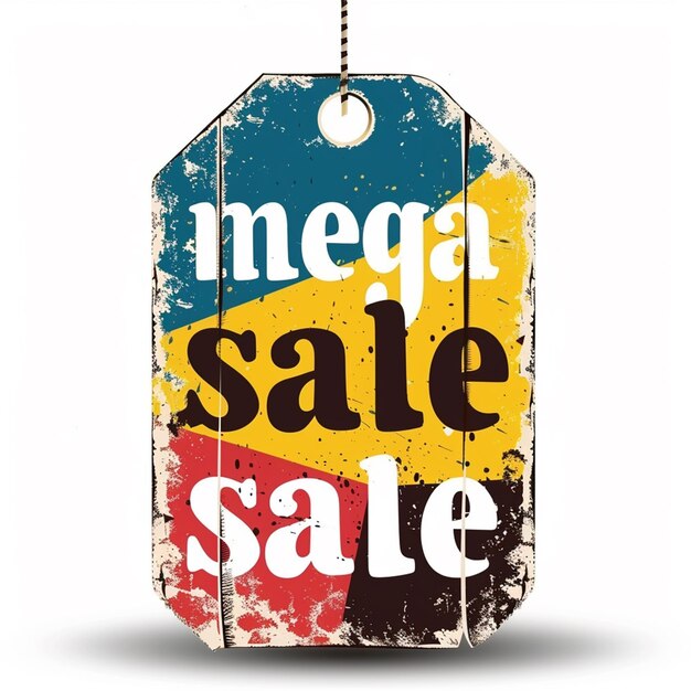 Photo brightly colored sales labels with large sale text