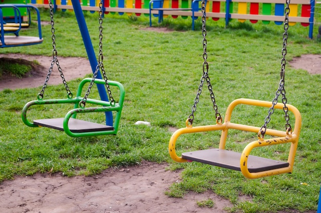 Brightly colored swings on the Playground