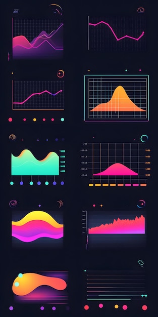 Photo brightly colored vector charts and graphs