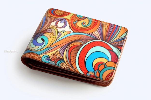 Brightly colored wallet with a design on the inside generative ai