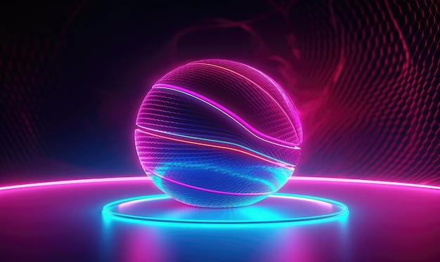 Brightly illuminated basketball on a vibrant background Creating using generative AI tools