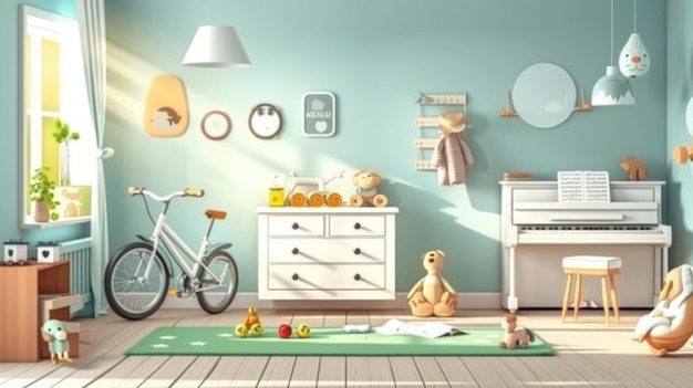 Brightly Lit Children39s Room with Playful Decor