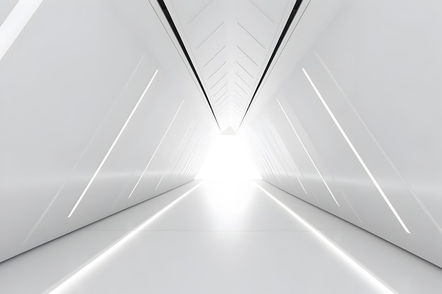 Photo brightly lit and minimalist futuristic scifi triangle tunnel with vanishing perspective