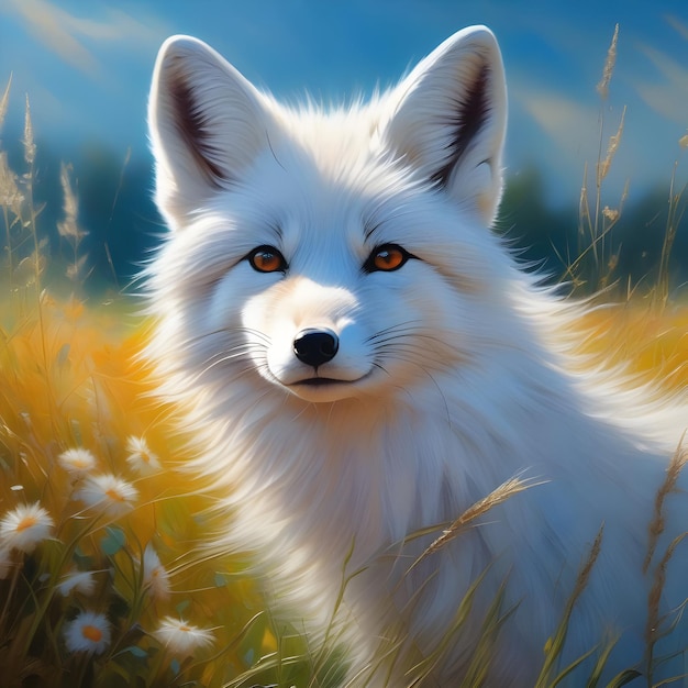 Brilliant and lighting white fox