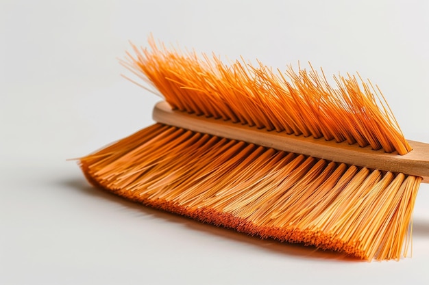 Bristle Broom for Household Hygiene on white background