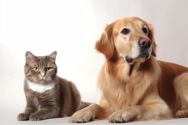 British cat andGolden Retriever dog