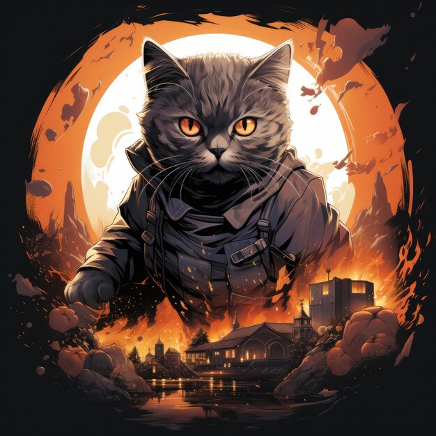 British Shorthair Cat tshirt design generative ai