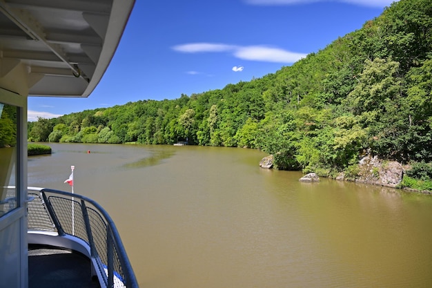 Brno Dam View from the cruise ship Beautiful summer landscape in the Czech Republic