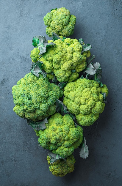 Broccoli on a dark graphite background Healthy dietary food