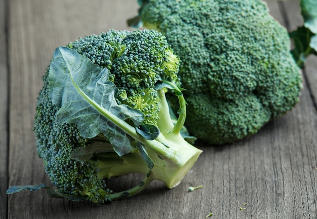 Broccoli on old wooden