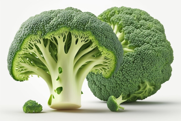 Broccoli raw and fresh isolated white background generative AI