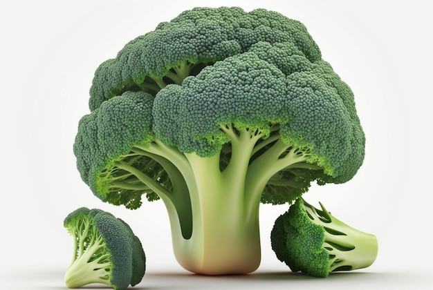 Broccoli raw and fresh isolated white background generative AI