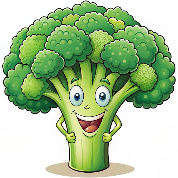 Photo broccoli vegetable cartoon vector icon illustration food nature icon concept isolated premium vector flat cartoon style