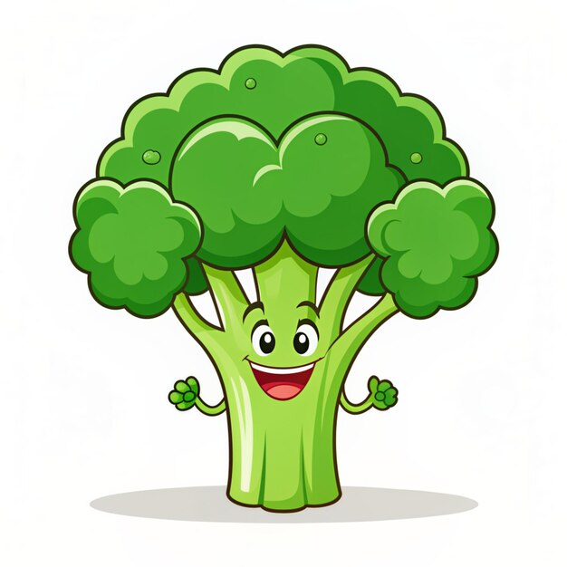 Photo broccoli vegetable cartoon vector icon illustration food nature icon concept isolated premium vector flat cartoon style