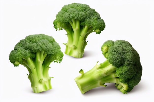 Broccoli on White Background Generative Ai