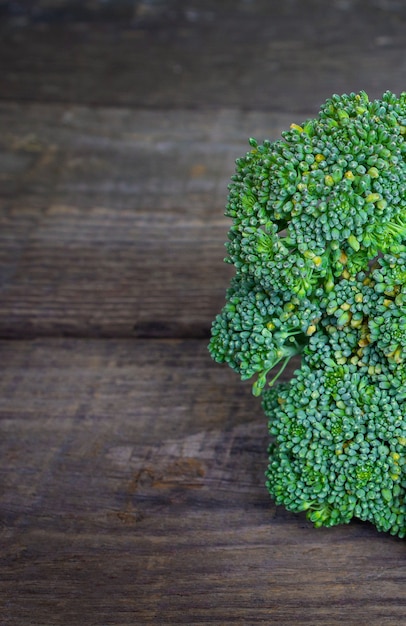 Broccoli on a wooden background